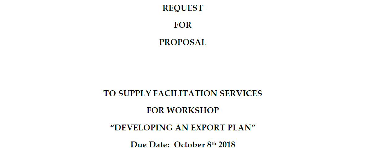 Request for Proposal - TO SUPPLY FACILITATION SERVICES FOR WORKSHOP “DEVELOPING AN EXPORT PLAN”